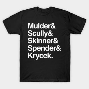 The X-Files in Helvetica - Mulder Scully Skinner Spender Krycek T-Shirt